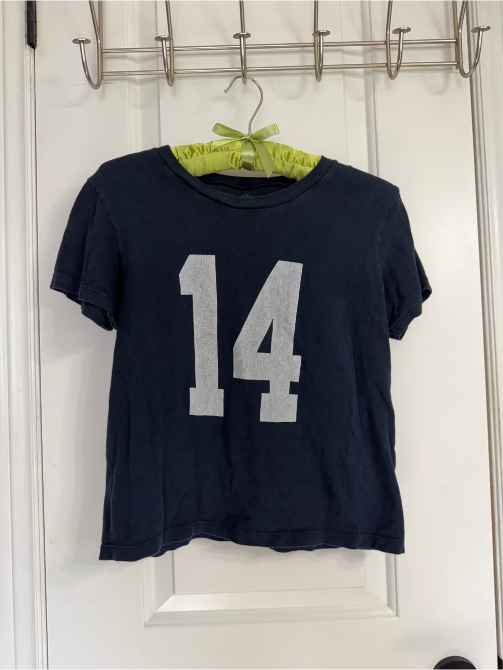 Brandy Melville Navy Short Sleeve Tee with White '14' Graphic